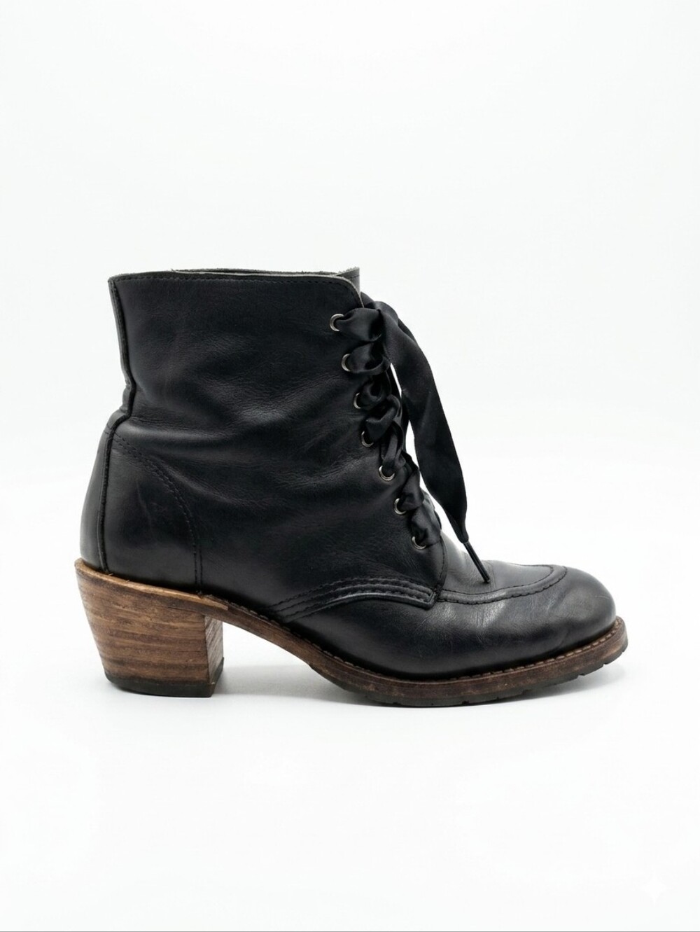 Red Wing Clara Black Leather Heeled Lace-Up Ankle Boots Women's Size 8.5